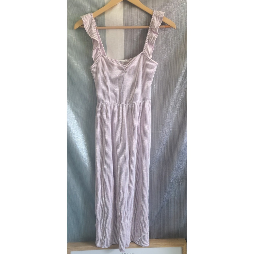 Lavender‎ Striped Flutter Sleeve Jumpsuit Wide Leg Purple M Fairy Dainty Cottage